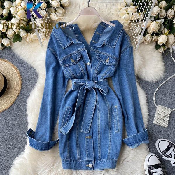 casual dresses 2021 autumn women denim dress single breasted lapel fashion high waist mini ladies long sleeve slim jeans, Black;gray
casual dresses 2021 autumn women denim dress single breasted lapel fashion high waist mini ladies long sleeve slim jeans, Black;gray