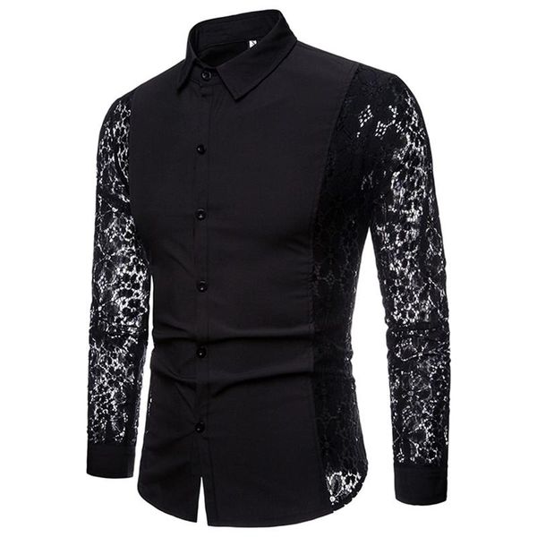 mens shirt solid color turn-down collar long sleeve shirts men's lace slim blouse black white casual, White;black
mens shirt solid color turn-down collar long sleeve shirts men's lace slim blouse black white casual, White;black