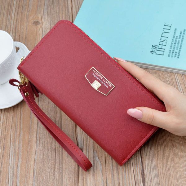 2021 wallet women's long zipper handbag fashion simple large capacity mobile phone bag 2vob, Red;black
2021 wallet women's long zipper handbag fashion simple large capacity mobile phone bag 2vob, Red;black