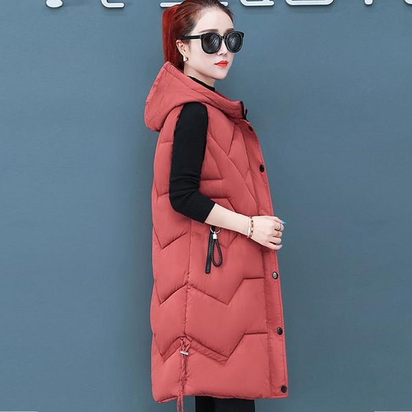 women's vests autumn winter long vest women hooded sleeveless jacket female solid cotton padded waistcoat, Black;white
women's vests autumn winter long vest women hooded sleeveless jacket female solid cotton padded waistcoat, Black;white