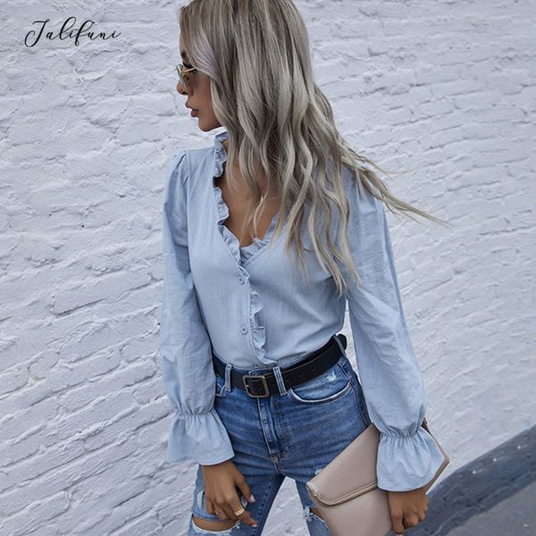 shirts women pure black elegant office ladies v neck ruffle sleeve button up autumn spring casual fashion new blouse 210415, White
shirts women pure black elegant office ladies v neck ruffle sleeve button up autumn spring casual fashion new blouse 210415, White