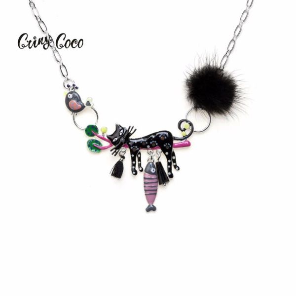 pendant necklaces fun black cat pendants fashion woman fur ball pompon tassels cute animal bird fish choker jewelry, Silver
pendant necklaces fun black cat pendants fashion woman fur ball pompon tassels cute animal bird fish choker jewelry, Silver