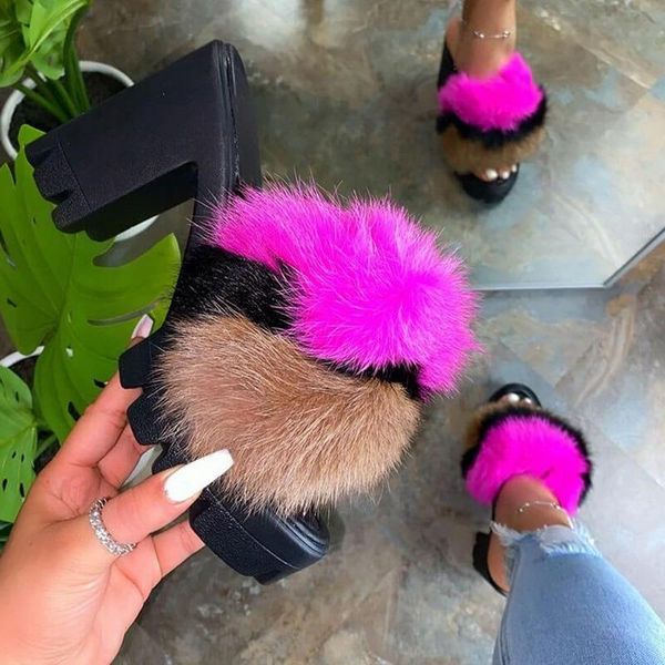 women furry sandals ladies shoes fashion plush fluffy women's fur outdoor slippers platform wedge slides dress, Black
women furry sandals ladies shoes fashion plush fluffy women's fur outdoor slippers platform wedge slides dress, Black