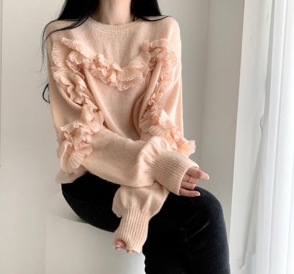 women's sweaters autumn knitting long sleeve sweater women elegant ruffles round neck pullovers casual jumpers you1522, White;black
women's sweaters autumn knitting long sleeve sweater women elegant ruffles round neck pullovers casual jumpers you1522, White;black