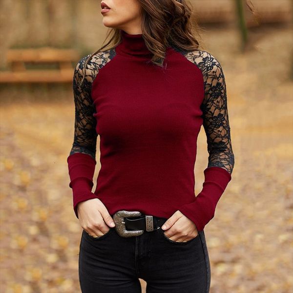 lace long sleeve womens sweaters stitching tight fitting multicolor women flower pattern slim high neck t shirt, White;black
lace long sleeve womens sweaters stitching tight fitting multicolor women flower pattern slim high neck t shirt, White;black