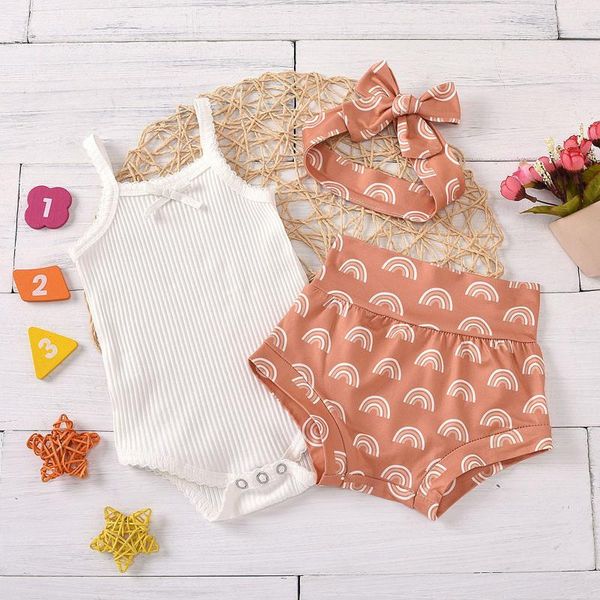 clothing sets 2021 infant baby girl romper sleeveless +rainbow print short pants +headbands born clothes wholesale, White
clothing sets 2021 infant baby girl romper sleeveless +rainbow print short pants +headbands born clothes wholesale, White