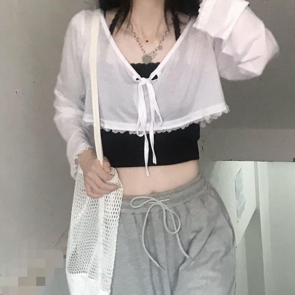 2 piece short blouse wear womens cami perspective lace crop spring and summer soft transparent casual women, White
2 piece short blouse wear womens cami perspective lace crop spring and summer soft transparent casual women, White