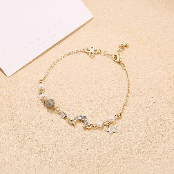 link, chain 2021 classic zircon moon star bracelet korean female student's friend dream stone bead bracelets fashion jewelry, Black
link, chain 2021 classic zircon moon star bracelet korean female student's friend dream stone bead bracelets fashion jewelry, Black