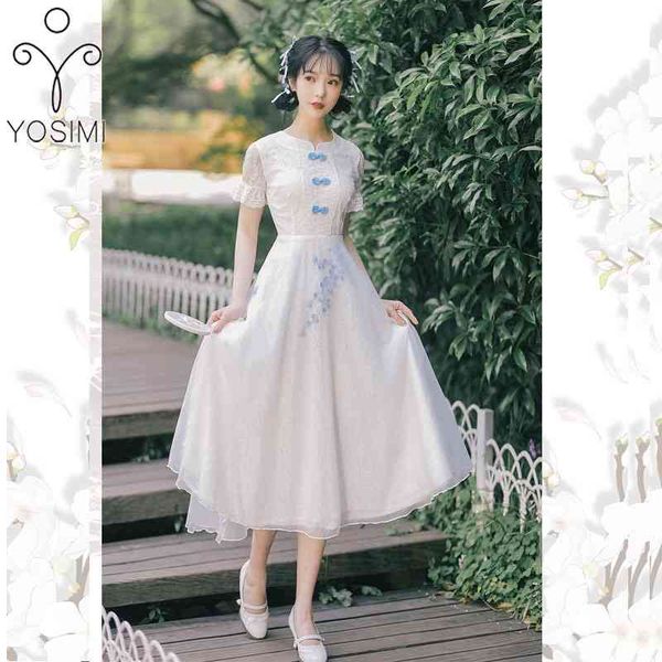 yosimi white voile and lace women dress elegant summer chinese style cheongsam blue embroidery short sleeve party dresses 210604, Black;gray
yosimi white voile and lace women dress elegant summer chinese style cheongsam blue embroidery short sleeve party dresses 210604, Black;gray