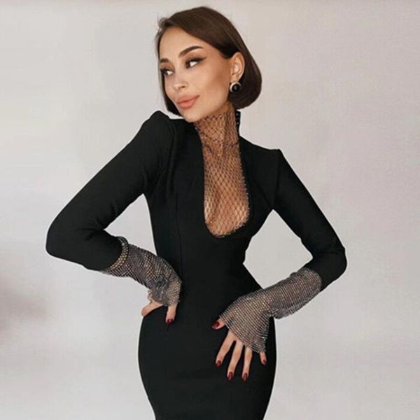 casual dresses women spring long sleeve crystal diamonds black midi bodycon bandage dress 2021 elegant evening party vestidos, Black;gray
casual dresses women spring long sleeve crystal diamonds black midi bodycon bandage dress 2021 elegant evening party vestidos, Black;gray