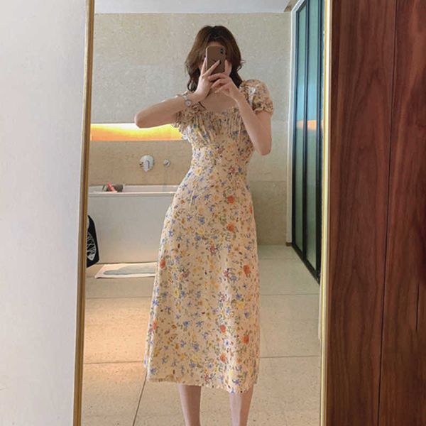 women summer long dress puff sleeve a-line square collar chiffon party floral yellow beach vintage clothing vestidos mujer 210625, Black;gray
women summer long dress puff sleeve a-line square collar chiffon party floral yellow beach vintage clothing vestidos mujer 210625, Black;gray