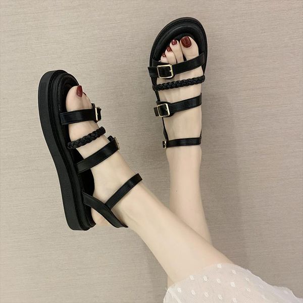 sandals nice summer korean wild beach shoes students thick bottom roman female flat woman 35-40, Black
sandals nice summer korean wild beach shoes students thick bottom roman female flat woman 35-40, Black