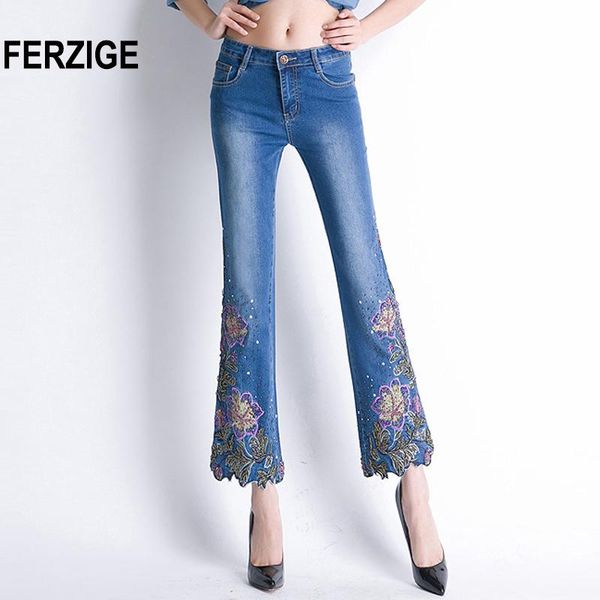 women's jeans ferzige women high waist stretch floral embroidered flares bell bottoms hand beading slim fit boot cut ankle-length pants, Blue
women's jeans ferzige women high waist stretch floral embroidered flares bell bottoms hand beading slim fit boot cut ankle-length pants, Blue