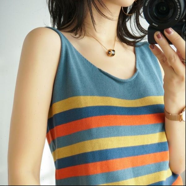 cotton t shirt base wild women camis short paragraph loose striped sweater vest female summer outerwear womens pullover, White
cotton t shirt base wild women camis short paragraph loose striped sweater vest female summer outerwear womens pullover, White