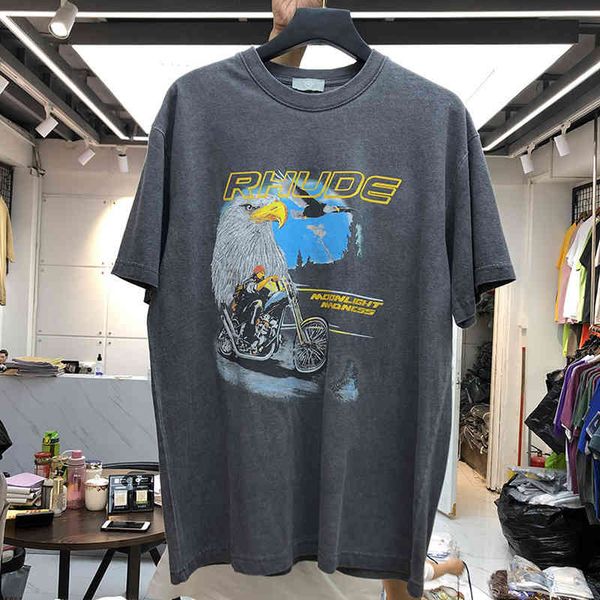 rhude t shirt washed do old eagle tees men women casual streetwear t-shirts, White;black
rhude t shirt washed do old eagle tees men women casual streetwear t-shirts, White;black