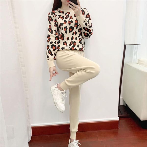 spring autumn women knitted suits leopard long sleeve o-neck sweater + elastic waist harem pants sets tracksuit y231 women's tracksuits, Gray
spring autumn women knitted suits leopard long sleeve o-neck sweater + elastic waist harem pants sets tracksuit y231 women's tracksuits, Gray