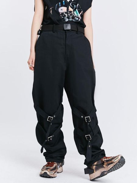 trousers high street punk loose casual pants men's tide brand hip hop buckle singer costumes, Black
trousers high street punk loose casual pants men's tide brand hip hop buckle singer costumes, Black