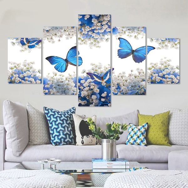 5 pieces canvas paintings print blue butterfly artwork wall decorations for living room home decor(no frame)
5 pieces canvas paintings print blue butterfly artwork wall decorations for living room home decor(no frame)
