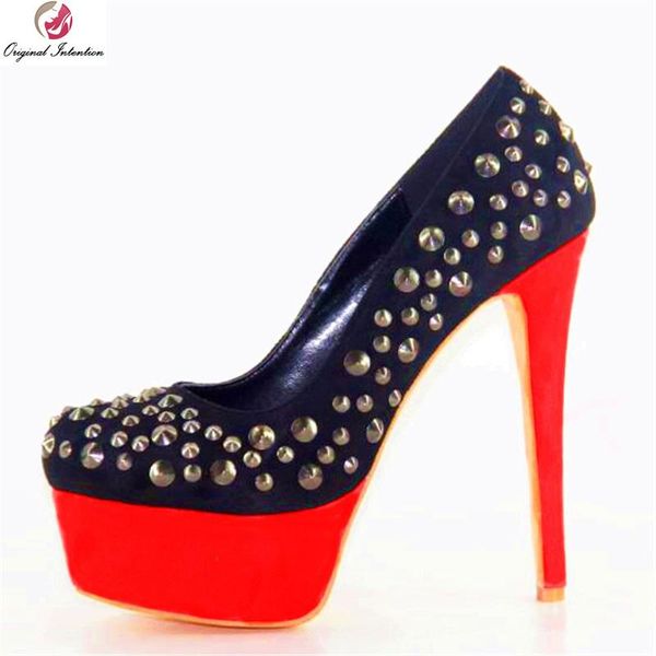 dress shoes original intention women pumps fashion rivets platform round toe thin heels high-quality black woman size 4-.5
dress shoes original intention women pumps fashion rivets platform round toe thin heels high-quality black woman size 4-.5