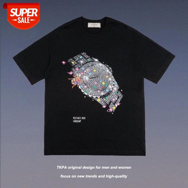 streetwear men high street retro ins tide brand watch printing short-sleeved t-shirt men's european and american oversize loose hip-ho, White;black
streetwear men high street retro ins tide brand watch printing short-sleeved t-shirt men's european and american oversize loose hip-ho, White;black