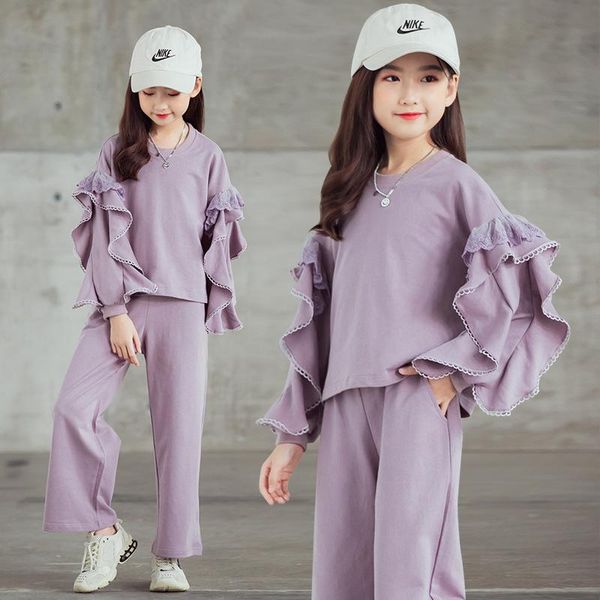 teen girls clothes set for spring autumn ruffle sleeve t-shirts and loose trousers two piece sport suit pure color outfits clothing sets, White
teen girls clothes set for spring autumn ruffle sleeve t-shirts and loose trousers two piece sport suit pure color outfits clothing sets, White