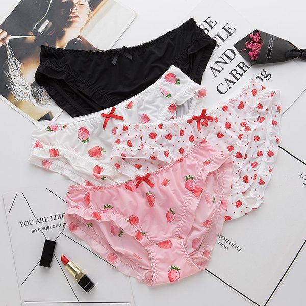 women's panties 2021 kawaii seamless cute strawberry print ice silk comfort underwear soft breathable low-rise bows briefs girl, Black;pink
women's panties 2021 kawaii seamless cute strawberry print ice silk comfort underwear soft breathable low-rise bows briefs girl, Black;pink