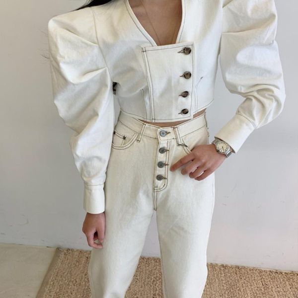 women's blouses & shirts yuzacdwx 2021 fashion single-breasted shirt female designer puff sleeve turn-down collar spring women vintage, White
women's blouses & shirts yuzacdwx 2021 fashion single-breasted shirt female designer puff sleeve turn-down collar spring women vintage, White