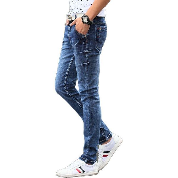 men's jeans casual slim black straight pencil pants fashion biker street tight denim trousers, Blue
men's jeans casual slim black straight pencil pants fashion biker street tight denim trousers, Blue