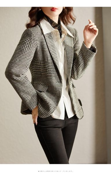 women's suits & blazers vimly coat for women fashion notched single breasted houndstooth blazer office lady business jackets female clo, White;black
women's suits & blazers vimly coat for women fashion notched single breasted houndstooth blazer office lady business jackets female clo, White;black