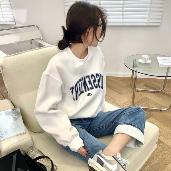 cotton hoodie women early autumn thin korean round collar letter loose jacket, Black
cotton hoodie women early autumn thin korean round collar letter loose jacket, Black