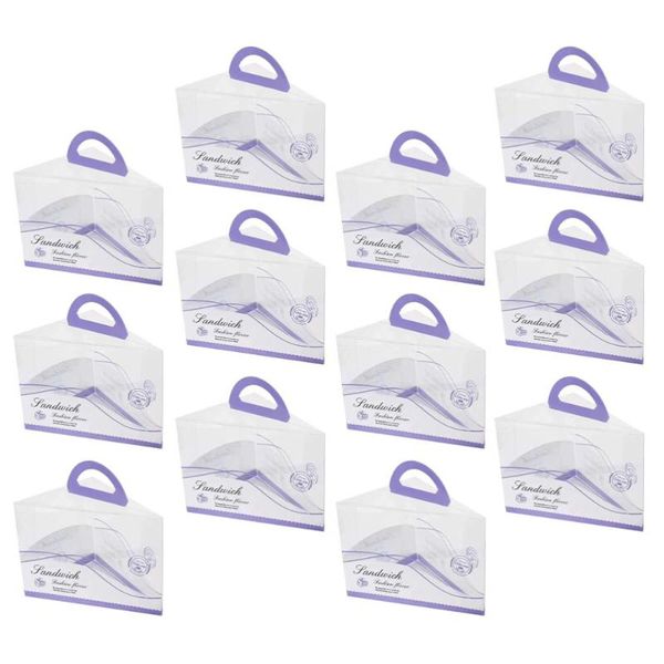 12pcs portable triangle cake box kitchen hand-held case gift dessert wrap