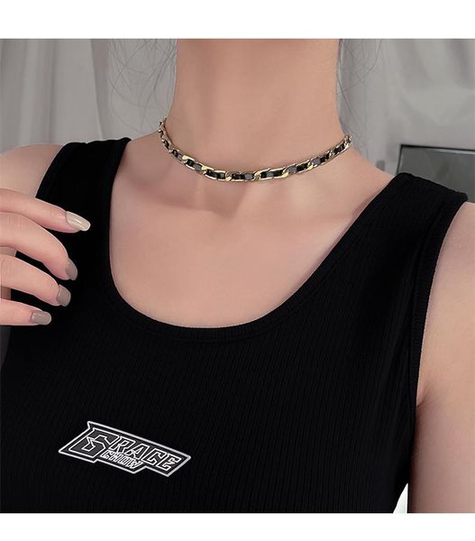 chains titanium with 18k gold pu leather choker necklace women jewelry ol designer t show runway sweety boho japan korean, Silver
chains titanium with 18k gold pu leather choker necklace women jewelry ol designer t show runway sweety boho japan korean, Silver