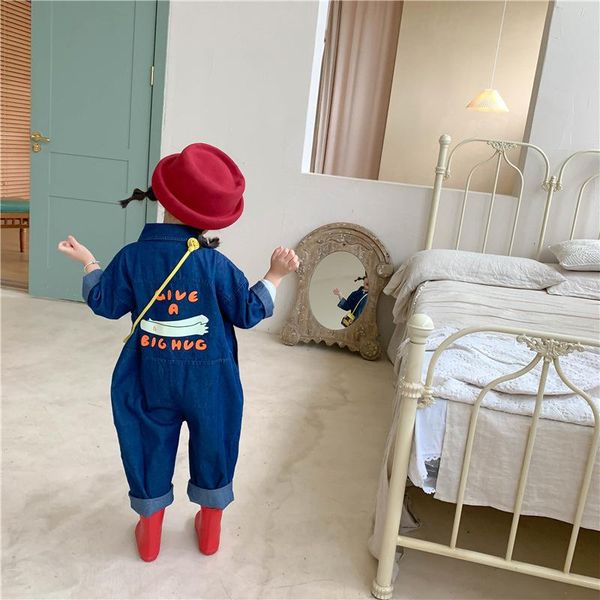jumpsuits spring autumn fashion boys back letter printing denim girls turn-down collar long sleeve rompers children clothes, Blue
jumpsuits spring autumn fashion boys back letter printing denim girls turn-down collar long sleeve rompers children clothes, Blue