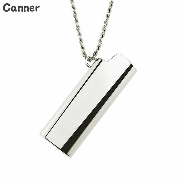 pendant necklaces canner hip hop stainless steel lighter cover shape long chain necklace jewelry for men, Silver
pendant necklaces canner hip hop stainless steel lighter cover shape long chain necklace jewelry for men, Silver