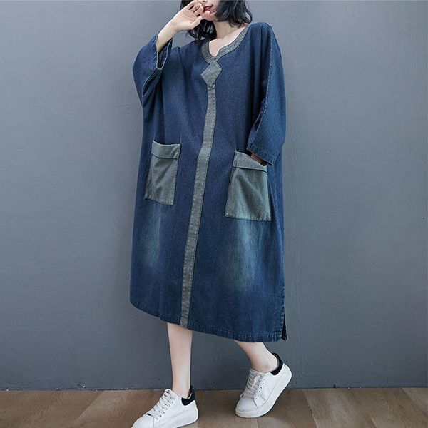 casual dresses size 4xl 120kg plus denim dress for women o neck long sleeve autumn maxi jeans vestidos, Black;gray
casual dresses size 4xl 120kg plus denim dress for women o neck long sleeve autumn maxi jeans vestidos, Black;gray