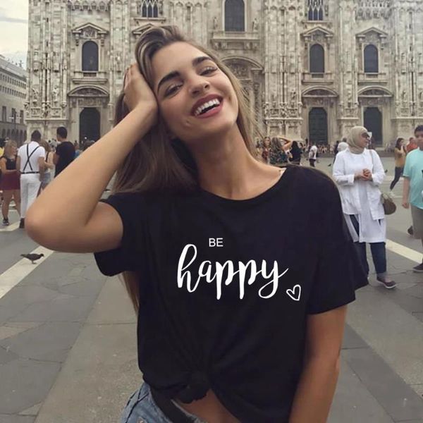 be happy print summer women short sleeve t-shirt harajuku tees female aesthetic vintage camisas mujer tumblr slogan clothes women's, White
be happy print summer women short sleeve t-shirt harajuku tees female aesthetic vintage camisas mujer tumblr slogan clothes women's, White