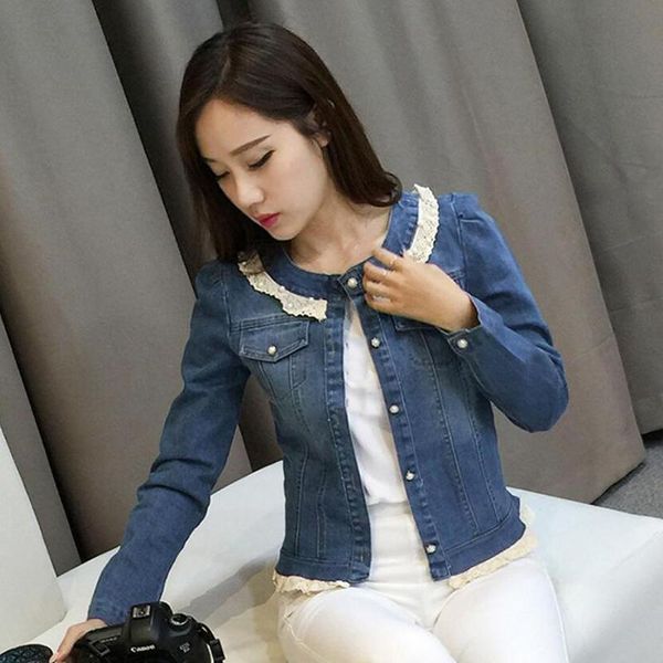 women's jackets lace patchwork jean jacket spring women vintage turn-down collar long sleeve crop denim woman fashion pearl button, Black;brown
women's jackets lace patchwork jean jacket spring women vintage turn-down collar long sleeve crop denim woman fashion pearl button, Black;brown