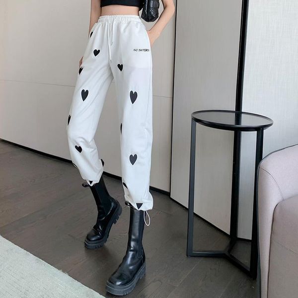 women's pants & capris fashion casual loose high waist thin white waistband sports love guard trousers women, Black;white
women's pants & capris fashion casual loose high waist thin white waistband sports love guard trousers women, Black;white