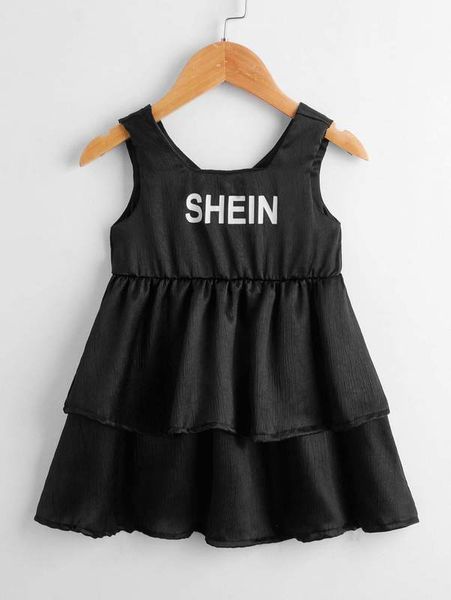 baby girl letter graphic layered dress she, Red;yellow 
baby girl letter graphic layered dress she, Red;yellow