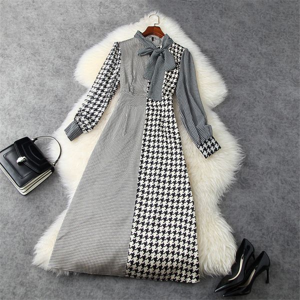 runway spring arch necklace houndstooth print block dressing gown midi holiday dress, Black;gray
runway spring arch necklace houndstooth print block dressing gown midi holiday dress, Black;gray