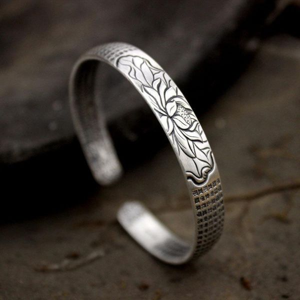 bangle fmily ethnic style 925 sterling silver simple lotus bracelet retro fashion temperament elegant jewelry for girlfriend gifts, Black
bangle fmily ethnic style 925 sterling silver simple lotus bracelet retro fashion temperament elegant jewelry for girlfriend gifts, Black
