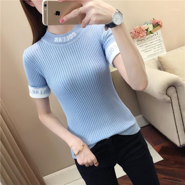 #6324 spring summer blue black white yellow harajuku knitted sweater short sleeved thin stretch cotton womens sweaters tide women's, White;black
#6324 spring summer blue black white yellow harajuku knitted sweater short sleeved thin stretch cotton womens sweaters tide women's, White;black