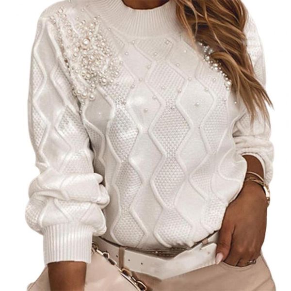 women's sweaters casual women sweater faux imitation pearl ornament round neck autumn winter washable white ladies clothing, White;black
women's sweaters casual women sweater faux imitation pearl ornament round neck autumn winter washable white ladies clothing, White;black
