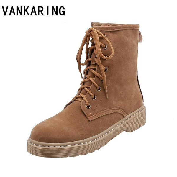 boots classic lace-up platform ankle shoes woman casual black beige camel autumn winter snow ladies