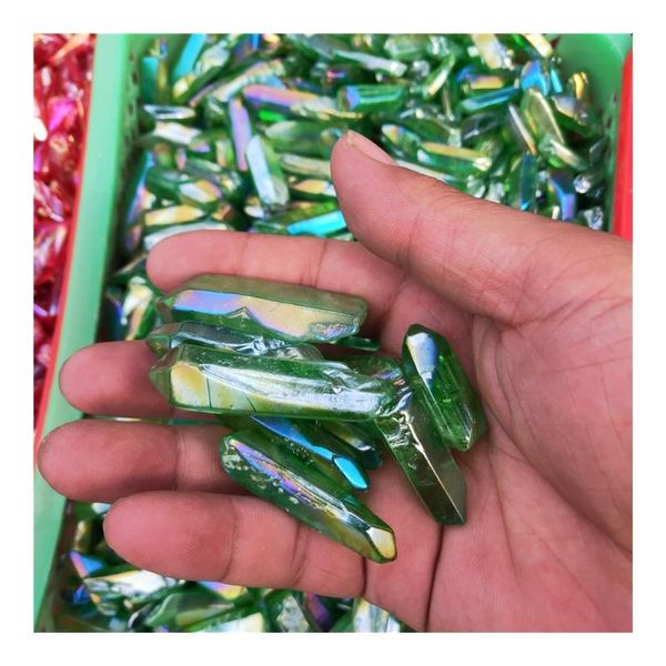 decorative objects & figurines natural crystal stone specimen electroplating green quartz point wand for healing gifts
decorative objects & figurines natural crystal stone specimen electroplating green quartz point wand for healing gifts
