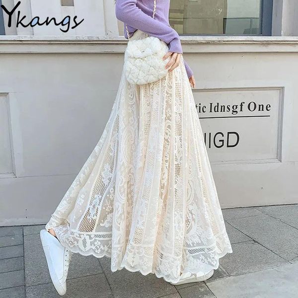 vintage lace elastic high waist skirts womens spring summer korean elegant casual a-line black long skirt female maxi ins
vintage lace elastic high waist skirts womens spring summer korean elegant casual a-line black long skirt female maxi ins