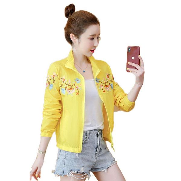 women's jackets coat fashion spring autumn casual embroidery jacket summer sun protection clothing thin coats female outerwear, Black;brown
women's jackets coat fashion spring autumn casual embroidery jacket summer sun protection clothing thin coats female outerwear, Black;brown