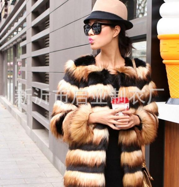 women's fur & faux trodeam store2021 foreign trade fashion imported color matching contrast stripes super winter coat and jacket for wo, Black
women's fur & faux trodeam store2021 foreign trade fashion imported color matching contrast stripes super winter coat and jacket for wo, Black