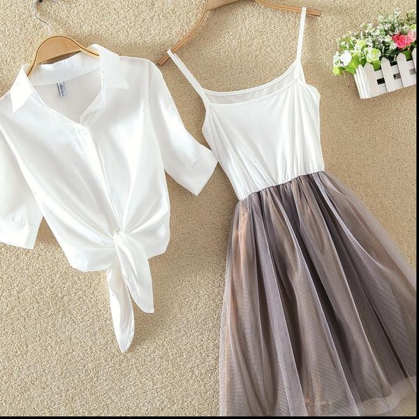 suits casual clothing sets women tracksuits crop fold tulle skirt blouse 2 piece dress summer suit twin plus size, Gray
suits casual clothing sets women tracksuits crop fold tulle skirt blouse 2 piece dress summer suit twin plus size, Gray