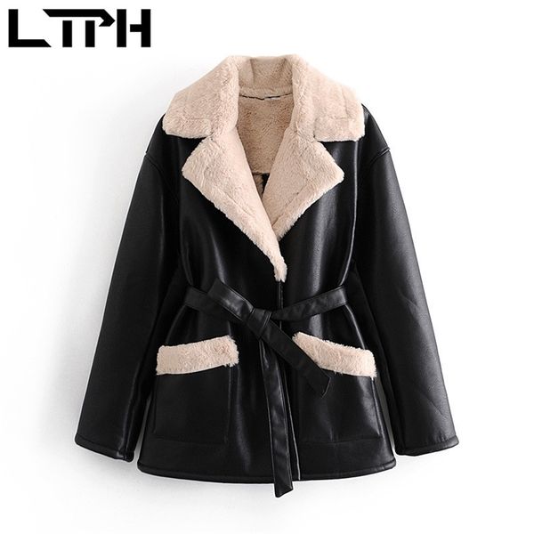 ltph vintage pu faux leather jacket black plus fluff coats mid-length sashes slim outerwear spring autumn 210423, White
ltph vintage pu faux leather jacket black plus fluff coats mid-length sashes slim outerwear spring autumn 210423, White